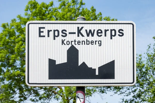 Erps Kwerps Kortenberg Belgium 2023 Május Erps Kwerps Település Útjelzője — Stock Fotó