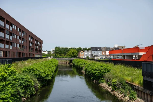Vilvoorde Vlámský Brabant Belgie Května 2023 Řeka Senne Stará Průmyslová — Stock fotografie