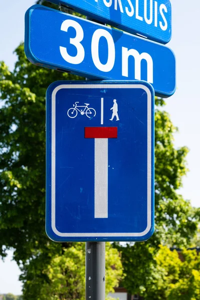Kampenhout Brabant Belgium 2023 Május Egy Zsákutca Útjelzője Kerékpárosok Gyalogosok — Stock Fotó