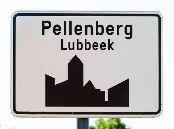 Pellenberg Flemish Brabant Belgium May 2023 White Road Sign Village — Stock Photo, Image