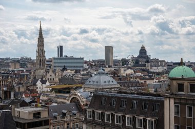 Brüksel şehir merkezi, Belçika, 20 Temmuz 2023 - Eski kasabanın panoramik manzarası