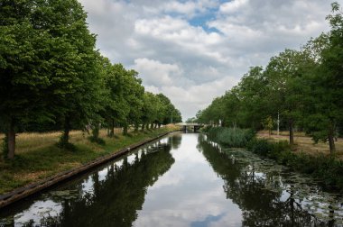 Leidsche Rijn 'in yeşil kıyıları, doğayı yansıtıyor, Utrecht, Hollanda