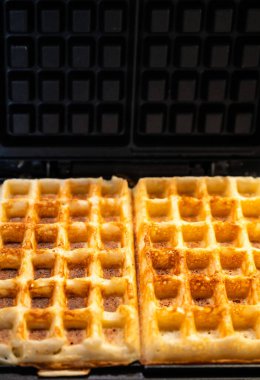 Brüksel Waffle, Brüksel ve Belçika yapımı taze ev yapımı Waffle 'lara yakın çekim