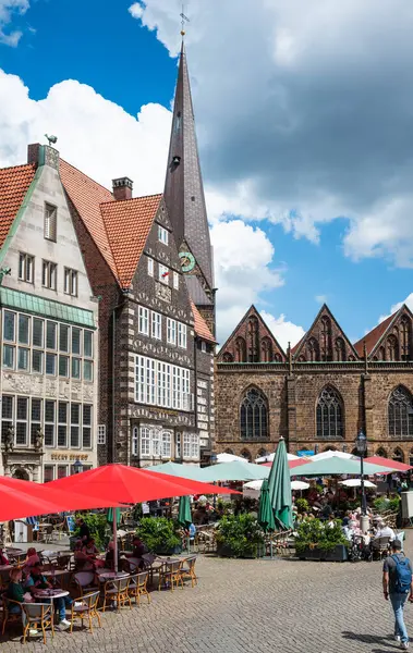 stock image Bremen, Germany - Historical landmarks in the streets of old town at the old market square or Domsheide