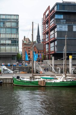 Hamburg, Germany, July 18, 2024 - Luxury apartments and business offices at the Hafencity and Kaiserkai or Emperor Docks clipart