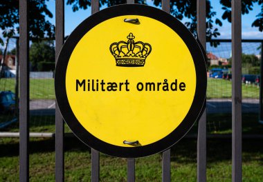 Copenhagen, Denmark, July 24, 2024 - Sign of Military property, trespassing prohibited clipart