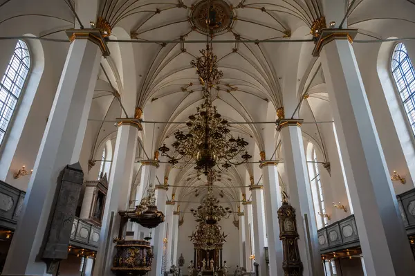 stock image Copenhagen, Denmark, July 24, 2024 - Gothic interior of the Holy Trinity church in the city center