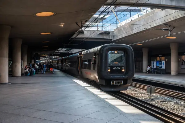 stock image Copenhagen, Denmark, July 24, 2024 - The train station at the airport