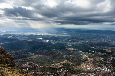 Kruja Mountains rough nature landscape with dark clouds near Kruje, Durres County, Albania clipart