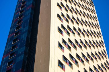 Hotel intercontinental with geometrical patterns of the windows in Tirana, Albania, DEC 7, 2024 clipart