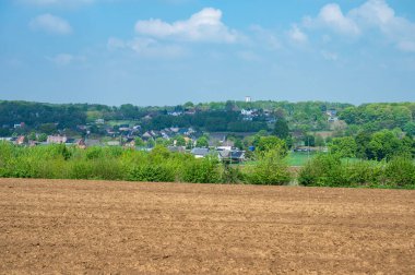Bahar mevsiminde Flaman kırsalında renkli tarım arazileri Lubbeek, Flaman Brabant, Belçika 26 Nisan 2025