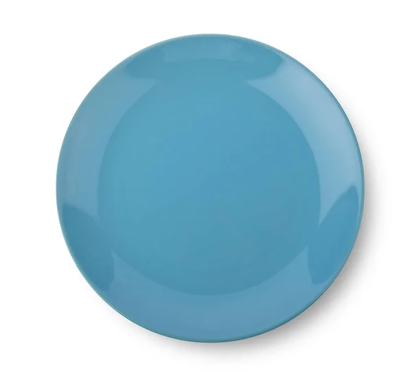 Порожня Керамічна Синя Тарілка Ізольована Білому Тлі — стокове фото