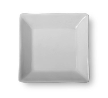 The Mini Square ceramic plate isolated on the white, top view