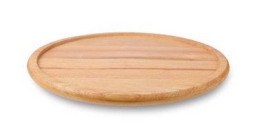 Round Cutting board, wooden board , Cooking utensil isolated on white background. 