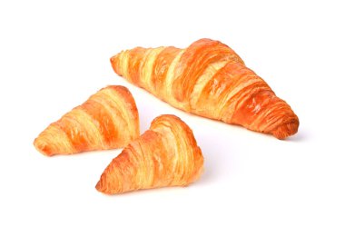 The butter croissant isolated on the white background. 