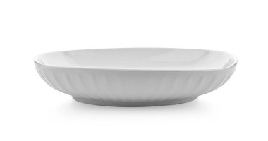 Beyaz kare seramik plaka beyaz arkaplanda izole.