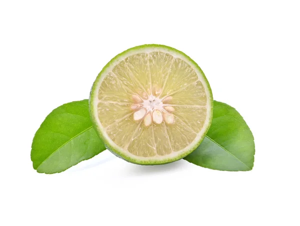 Half Lime Leaf Isolated White Background — Stock Photo, Image