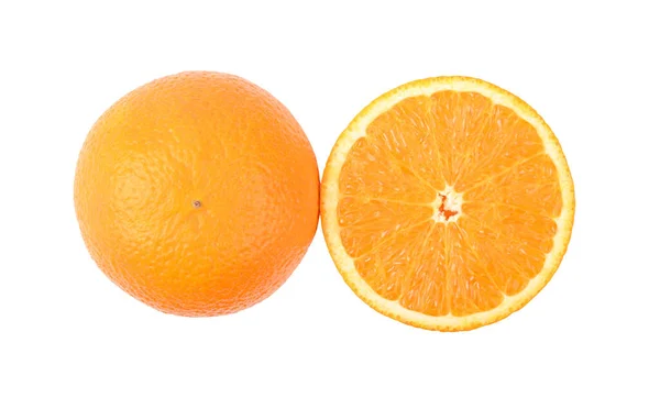 Whole Half Orange Isolated White Background — Stock Photo, Image