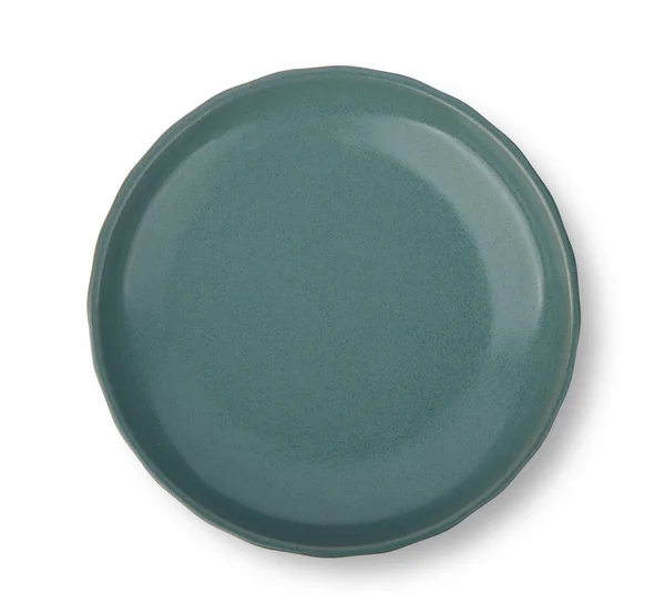 Кругла Темно Зелена Керамічна Плита Ізольована Білому Тлі Вид Зверху — стокове фото