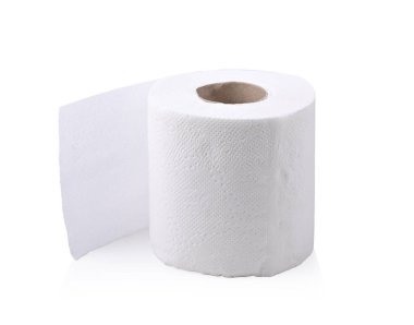 Tuvalet kağıdı, beyaz arka planda beyaz peçeteler.