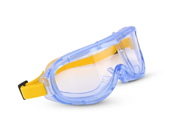 Blue Chemical Splash Impact Safety Brillen Witte Achtergrond — Stockfoto