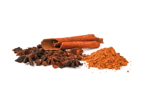 Heap of Chinese Five-spice isolated on white background.