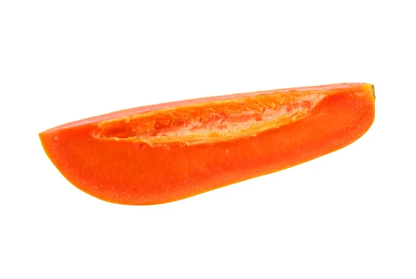 Stuk Rijp Papaya Fruit Geen Zaad Geïsoleerd Witte Achtergrond — Stockfoto