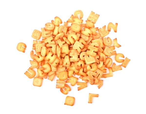 Cracker Typsnitt Cookie Typsnitt Alfabetet Kex Isolerade Vit Bakgrund Ovanifrån — Stockfoto