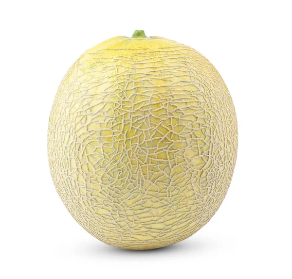Gele Meloen Meloen Geïsoleerd Witte Achtergrond — Stockfoto