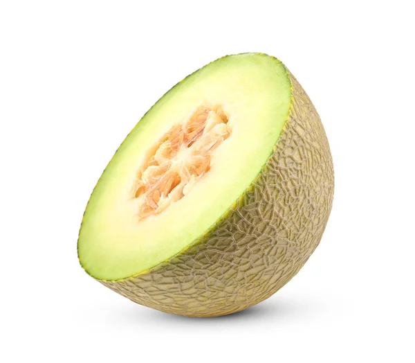 Vyříznout Polovinu Melounu Melounu Cantaloupe Izolovaného Pozadí — Stock fotografie
