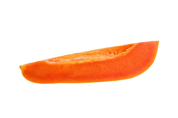 Stuk Rijp Papaya Fruit Geïsoleerd Witte Achtergrond — Stockfoto