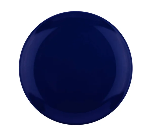 Темно Синя Керамічна Плита Ізольована Білому Тлі Вид Зверху — стокове фото