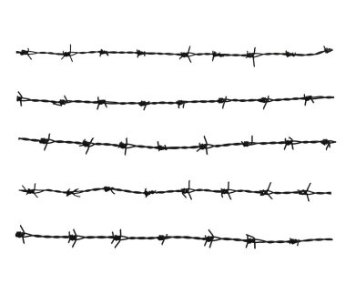 5 Barbed wire. Fence with barbed wire. Holocaust. Concentration camp. Prisoners. Border fence. Depressive. isolated on white background clipart