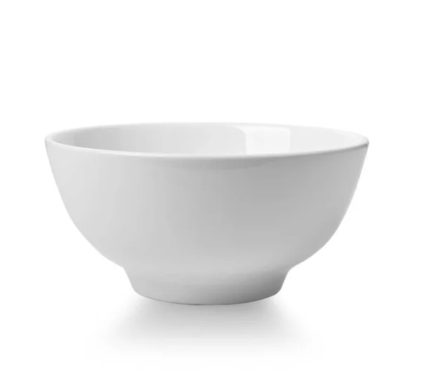 Empty Ceramic White Bowl Isolated White Background — Stock Photo, Image