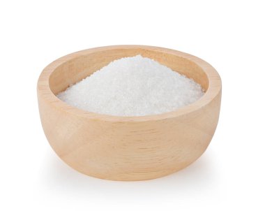 Beyaz arka planda izole edilmiş beyaz şeker kasesi