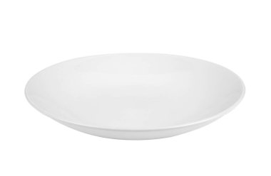 Beyaz seramik plaka beyaz siyah zeminde izole edilmiş..