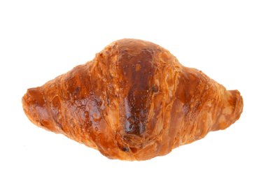 Kruvasan, kruvasan, dışı çıtır çıtır, içi yumuşak beyaz arka planda izole edilmiş..