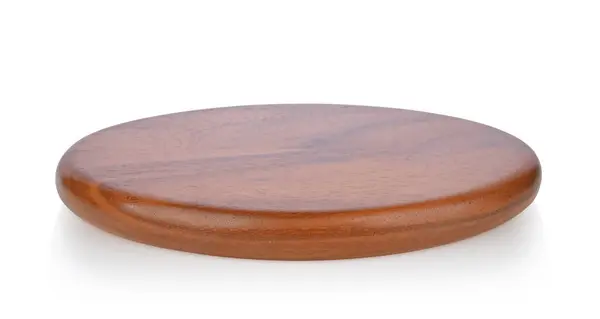 ブラウンの楕円形の木の皿 白い背景で隔離される板 ストック画像