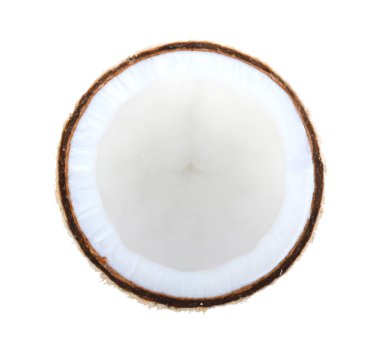 Hindistan cevizinin yarısı beyaz arkaplan görünümünde izole edildi