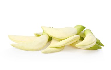 Beyaz Sesban yığını, Agasta çiçeği, sebze mırıldanan kuş (Sesbania grandiflora (L.) Pers) yalıtılmış o beyaz arka plan.