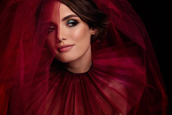 Κοντινή Φωτογραφία Της Μάγισσας Του Διαβόλου Μάγισσα Στο Κόκκινο Φόρεμα — Φωτογραφία Αρχείου