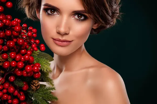 Photo Tender Gentle Chic Lady Enjoy Special Christmas Offer Spa — Stock Photo, Image