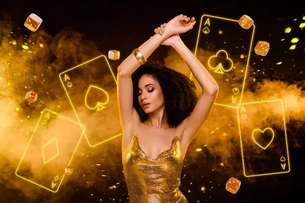 Creativo Collage Metáfora Abstracta Impresionante Glamour Dama Vip Casino Jugador — Foto de Stock