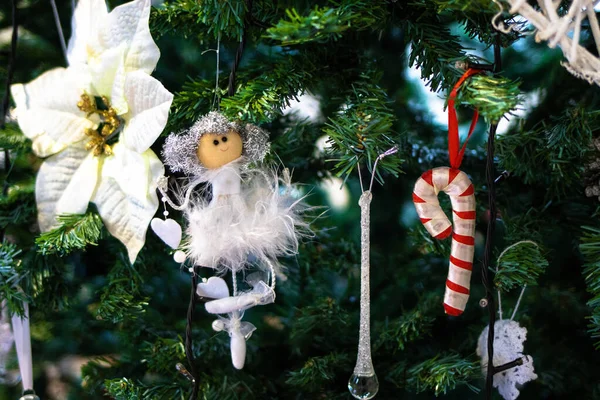 Decoração Ano Novo Uma Árvore Natal Atmosfera Natal Ano Novo — Fotografia de Stock