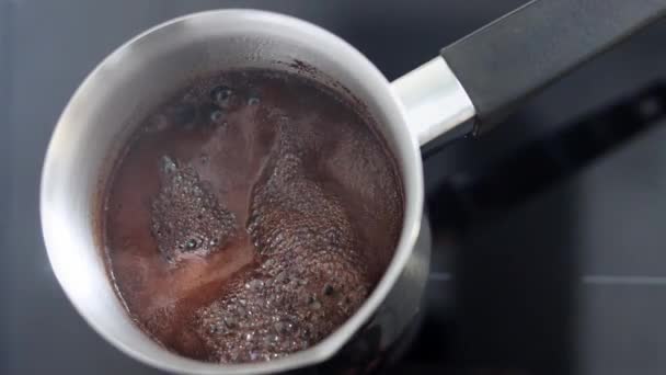 Aromatic Coffee Boils Turk Foams Brim Drink Your Morning Breakfast — Stock Video