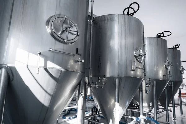 stock image beer production plant. interior of a modern technological brewery