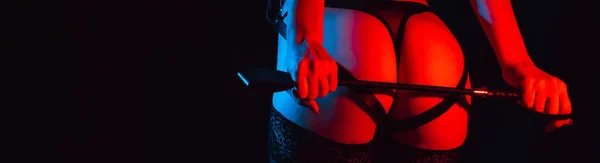 Ass Submissive Girl Panties Stockings Leather Whip Bdsm Sex Panoramic — Fotografia de Stock