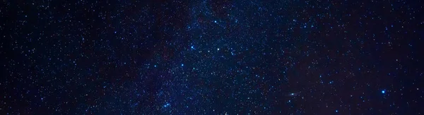 Astrophotography Dark Blue Starry Sky Many Stars Nebulae Galaxies Panoramic — Foto de Stock