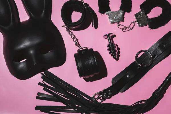 Set Adult Erotic Toys Bdsm Sex Submission Domination Leather Flogger — Stock Fotó