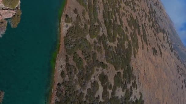 Vidéo Verticale Avec Vue Panoramique Depuis Sommet Lac Kolsai Dans — Video